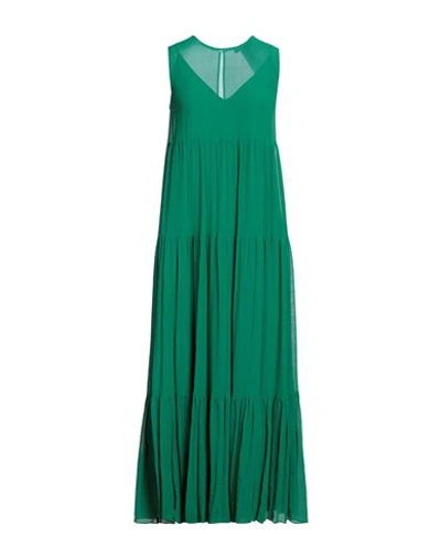 Shop Max Mara Studio Woman Maxi Dress Green Size 8 Cotton, Silk