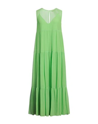 Shop Max Mara Studio Woman Maxi Dress Acid Green Size 10 Cotton, Silk