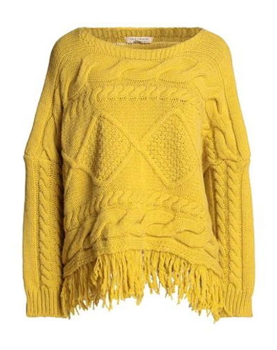 Shop Le Streghe Woman Sweater Mustard Size Onesize Acrylic, Wool, Polyester In Yellow