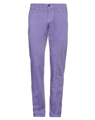 Shop Panama Man Pants Purple Size 34 Cotton, Elastane