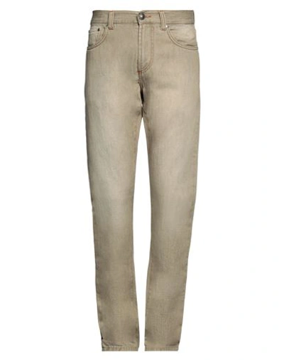 Shop Isaia Man Jeans Sand Size 38 Cotton, Linen In Beige