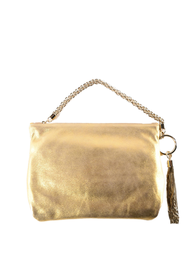 Shop Jimmy Choo Callie Gold-tone Metallic Leather Clutch