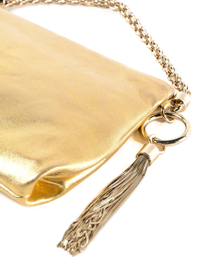 Shop Jimmy Choo Callie Gold-tone Metallic Leather Clutch