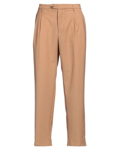 Shop Choice Man Pants Camel Size 36 Polyester, Wool, Elastane In Beige