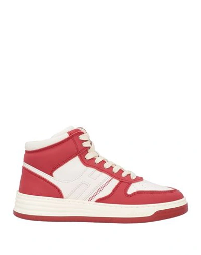 Hogan Woman Sneakers Red Size 10 Leather In Red