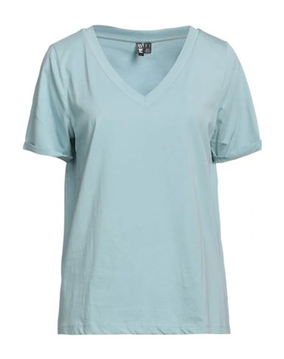 Shop Pieces Woman T-shirt Light Blue Size M Cotton