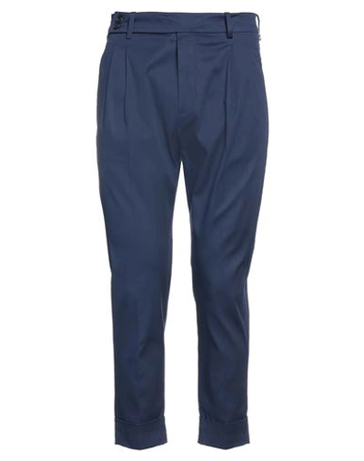 Shop Hōsio Man Pants Bright Blue Size 36 Cotton, Elastane