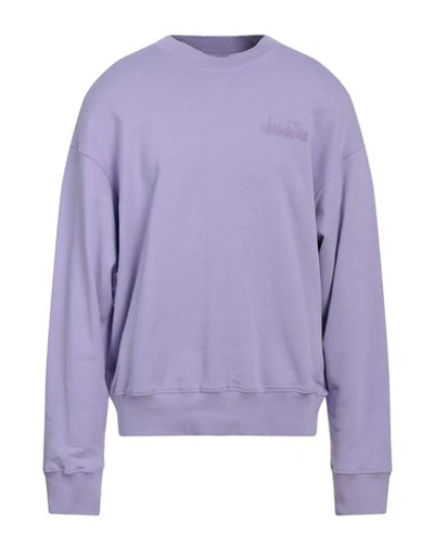 Shop Diadora Man Sweatshirt Light Purple Size M Cotton