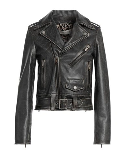 Shop Golden Goose Woman Jacket Black Size 4 Bovine Leather