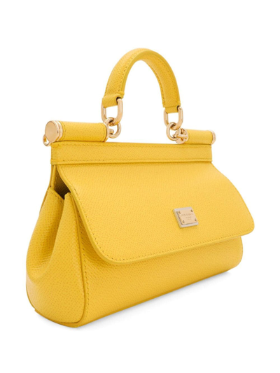 Shop Dolce & Gabbana Sicily Small Leather Handbag In Yellow