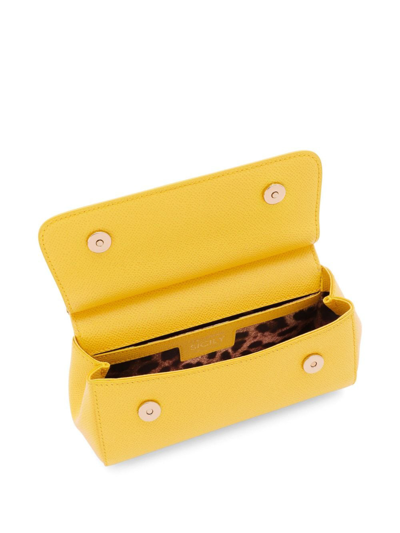 Shop Dolce & Gabbana Sicily Small Leather Handbag In Yellow