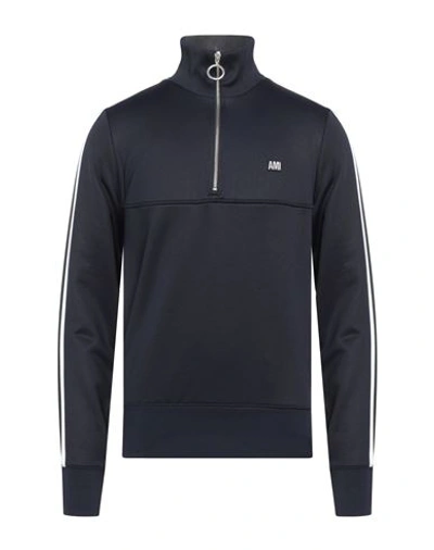 Ami Alexandre Mattiussi Man Sweatshirt Midnight Blue Size M Polyamide, Cotton, Elastane In Blue