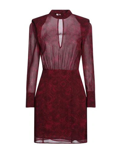 Shop Dondup Woman Mini Dress Burgundy Size 8 Viscose In Red