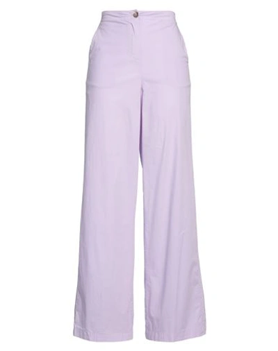 Shop Kiltie Woman Pants Lilac Size 8 Cotton, Elastane In Purple