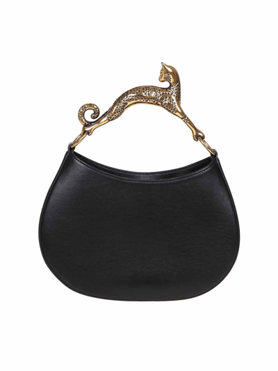 Shop Lanvin Cat Hobo Bag In Black Leather