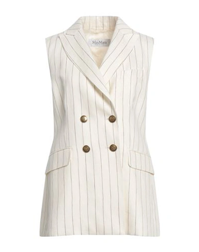 Shop Max Mara Woman Blazer Ivory Size 10 Linen In White