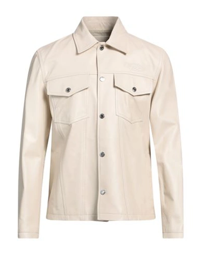 Shop Off-white Man Shirt Beige Size 36 Leather