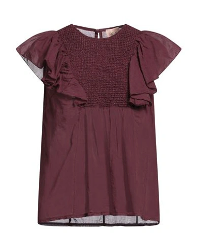 Shop Même Road Woman Top Burgundy Size 8 Cotton In Red