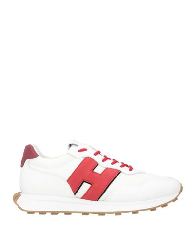 Hogan Man Sneakers White Size 8.5 Leather, Textile Fibers In White