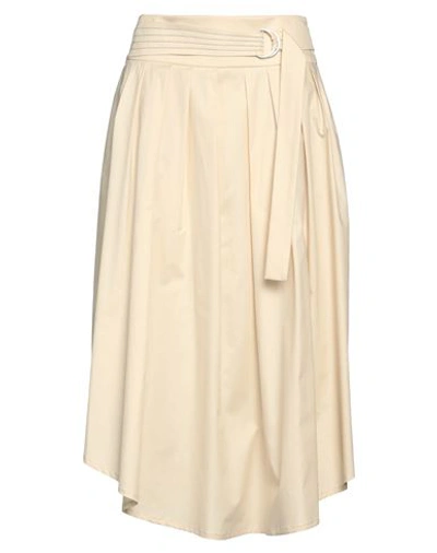 Shop Peserico Woman Midi Skirt Cream Size 12 Cotton, Elastane In White