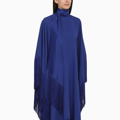 Shop Taller Marmo Electric Blue Long Dress With Fringes