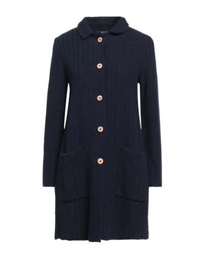 Shop Albarena Woman Cardigan Navy Blue Size L Cotton