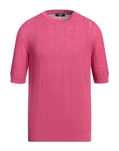 +39 Masq Man Sweater Magenta Size 46 Linen, Cotton In Magenta