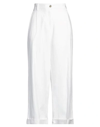 Shop Momoní Woman Pants White Size 8 Cotton, Linen, Elastane