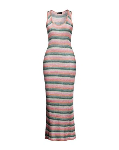 Shop Roberto Collina Woman Maxi Dress Green Size L Viscose, Metallic Polyester, Nylon