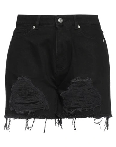 Shop Xt Studio Woman Denim Shorts Black Size 27 Cotton In Orange