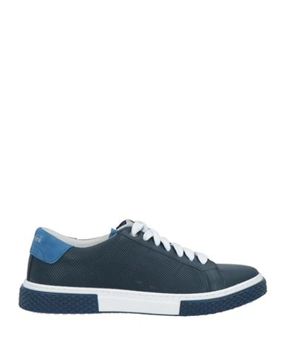 Shop Baldinini Man Sneakers Navy Blue Size 8 Leather