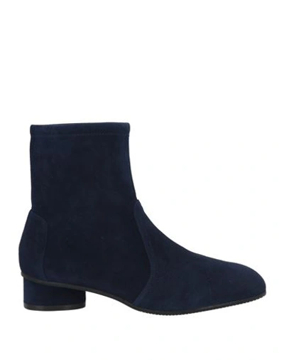 Shop Stuart Weitzman Woman Ankle Boots Midnight Blue Size 7 Leather