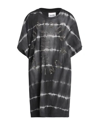 Brand Unique Woman Mini Dress Black Size 1 Cotton In Black