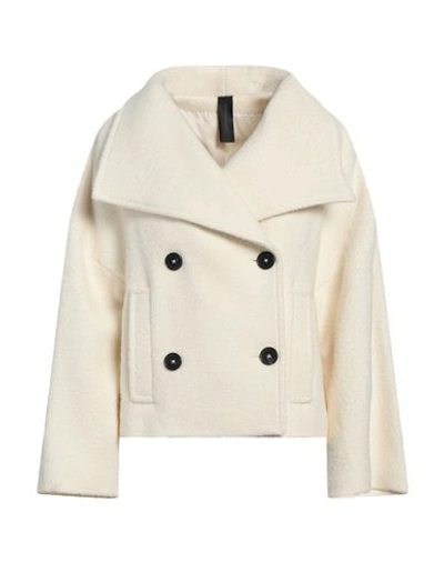 Shop Drykorn Woman Coat Cream Size 2 Cotton, Polyester, Wool, Acrylic In White