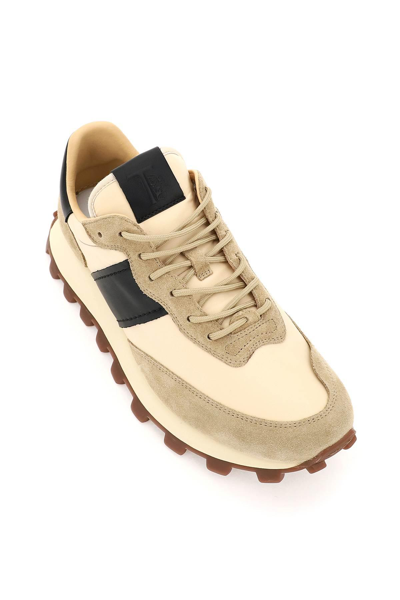 Shop Tod's Suede Leather And Nylon 1 T Sneakers
