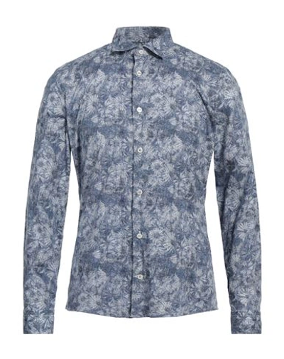 Shop Mastricamiciai Man Shirt Blue Size 16 ½ Cotton, Elastane
