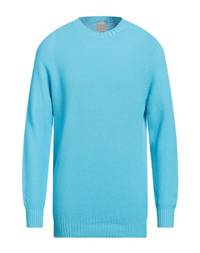 Shop H953 Man Sweater Azure Size 42 Cotton In Blue