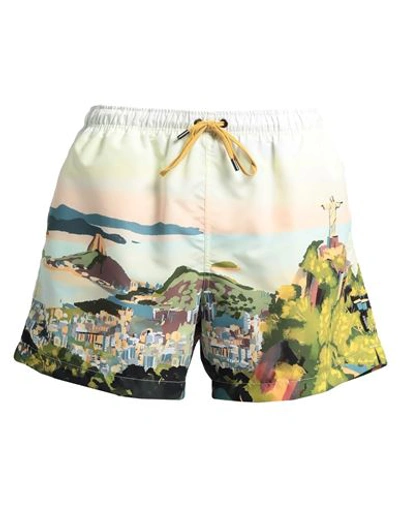 Shop Zegna Man Swim Trunks Yellow Size M Recycled Polyester