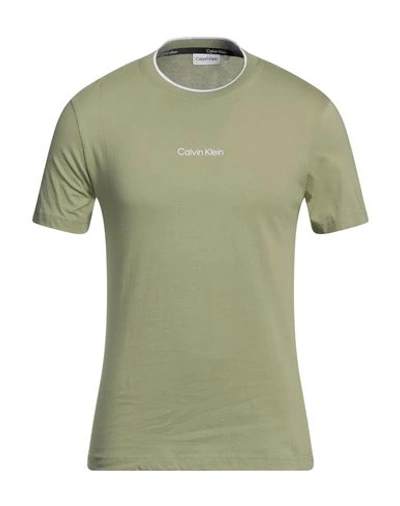 Shop Calvin Klein Man T-shirt Sage Green Size S Cotton