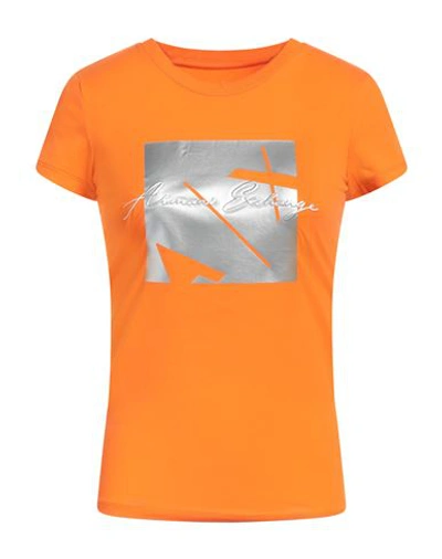 Shop Armani Exchange Woman T-shirt Orange Size Xs Cotton, Elastane