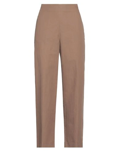 Shop Rue Blanche Woman Pants Cocoa Size 5 Cotton, Hemp In Brown