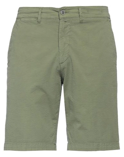 Shop Asquani® Asquani Man Shorts & Bermuda Shorts Military Green Size 38 Cotton, Elastane