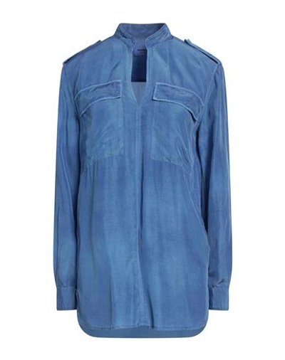 Shop Dondup Woman Top Azure Size 6 Viscose, Modal, Silk In Blue