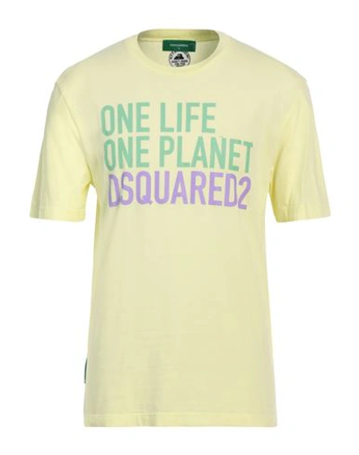Shop Dsquared2 Man T-shirt Light Yellow Size L Cotton
