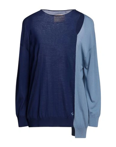 Shop Erika Cavallini Woman Sweater Blue Size M Virgin Wool