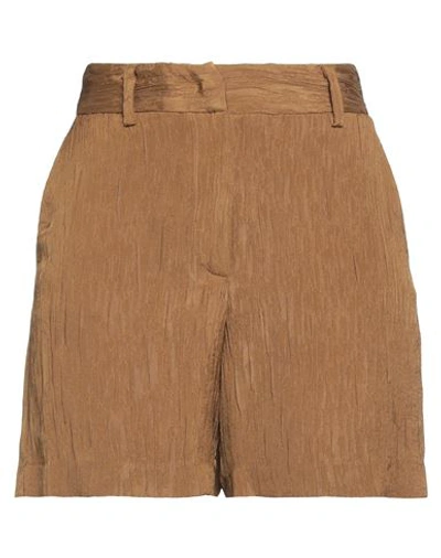 Shop Hanami D'or Woman Shorts & Bermuda Shorts Camel Size 8 Viscose In Beige