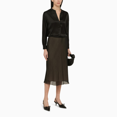 Shop Vince Black And Beige Viscose Midi Skirt