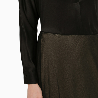 Vince Black And Beige Viscose Midi Skirt