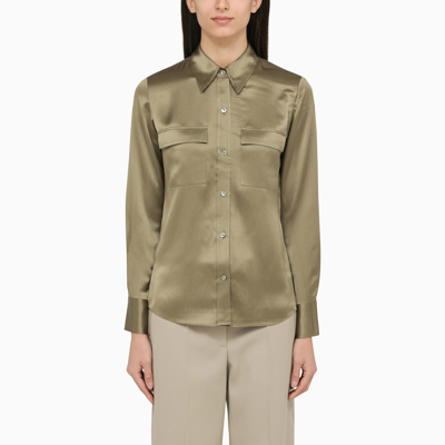 Shop Vince Classic Green Silk Shirt