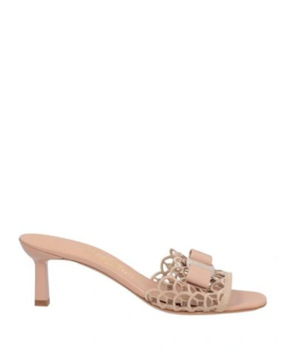Shop Ferragamo Woman Sandals Blush Size 7.5 Textile Fibers In Pink